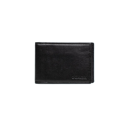 Coach Black Leather Bi-Fold Card Wallet