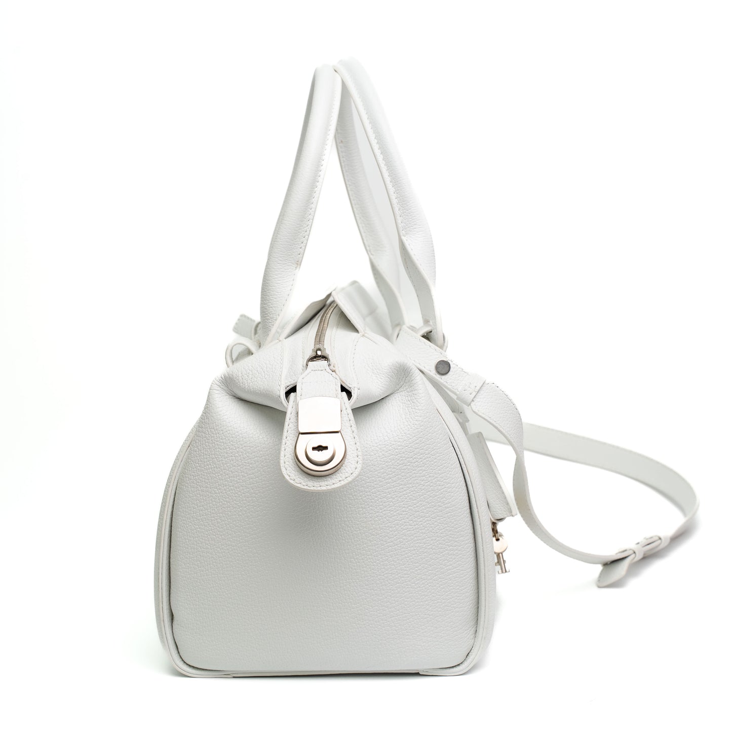 Balenciaga Monday White Leather Bowling Bag
