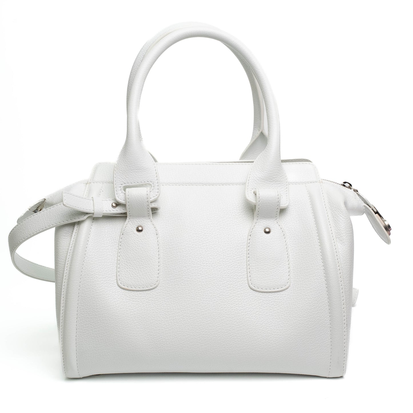 Balenciaga Monday White Leather Bowling Bag