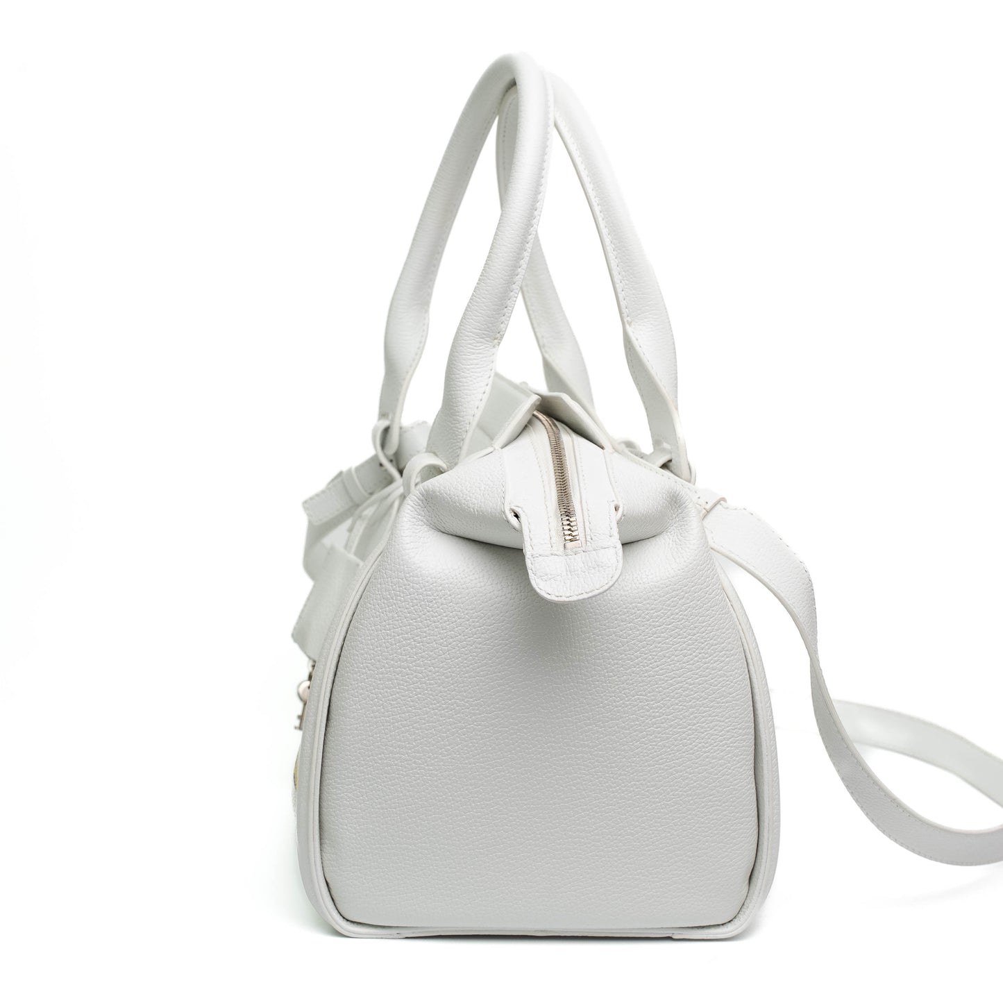Balenciaga Monday White Leather Bowling Bag
