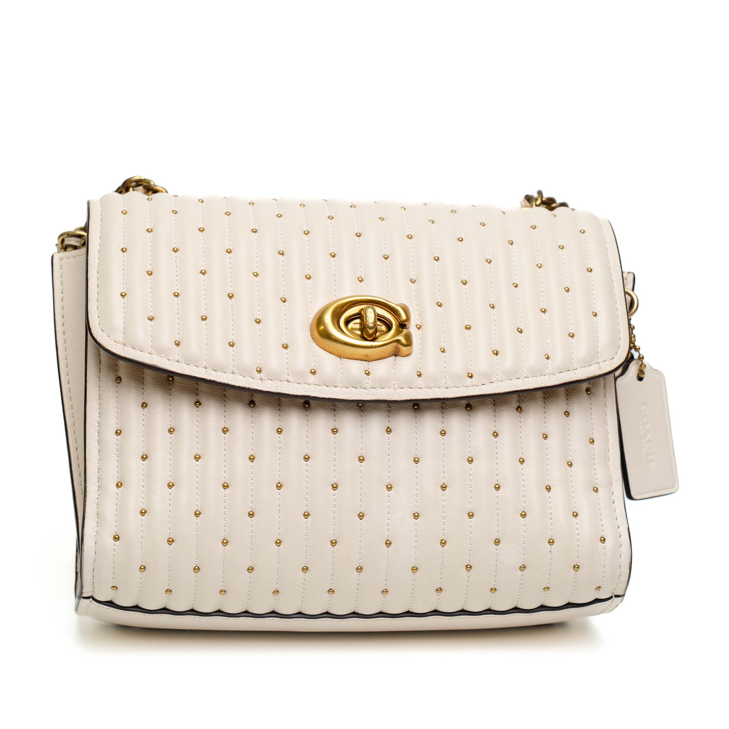 Coach Parker Chalk Quilted Rivet Shoulder Bag