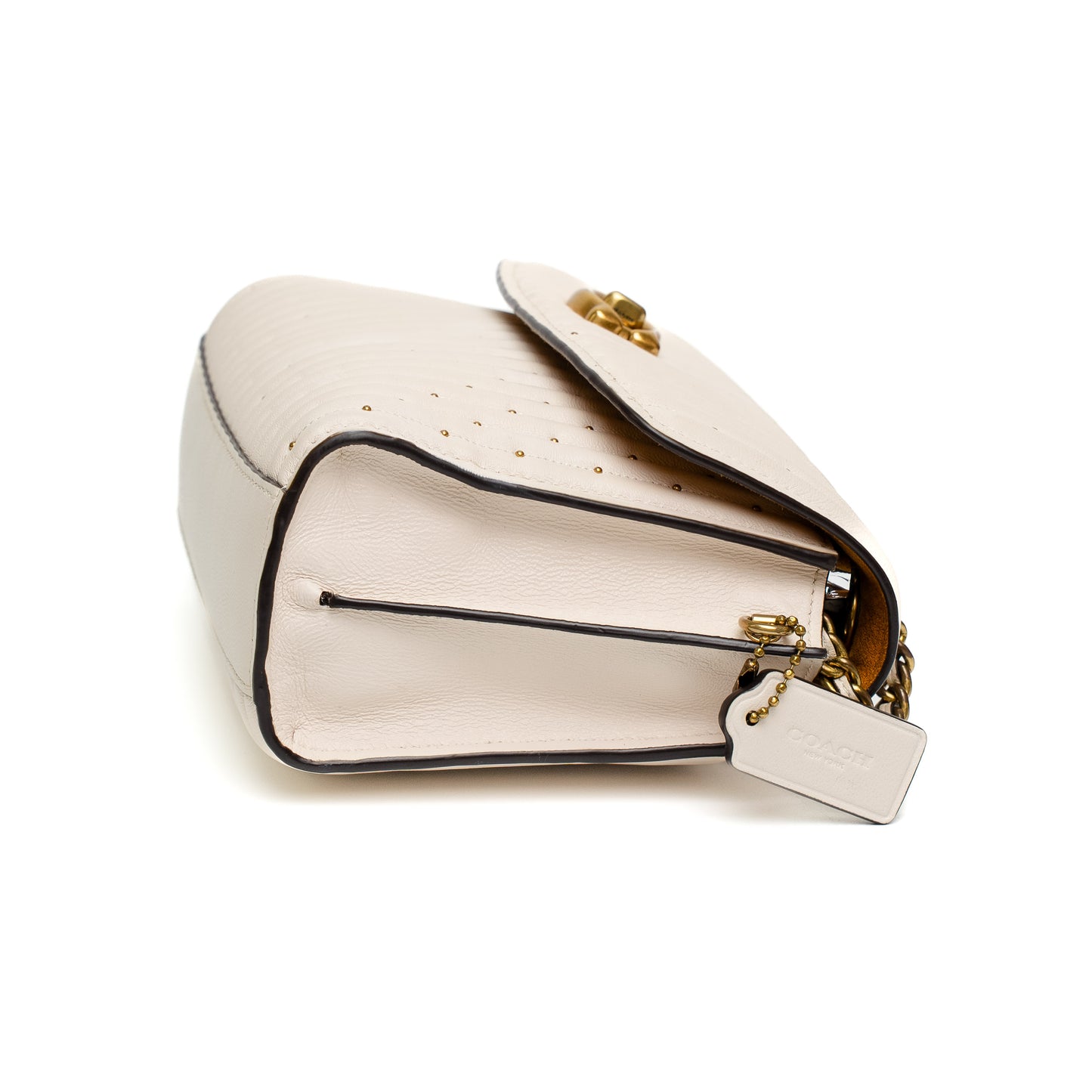 Coach Parker Chalk Quilted Rivet Shoulder Bag