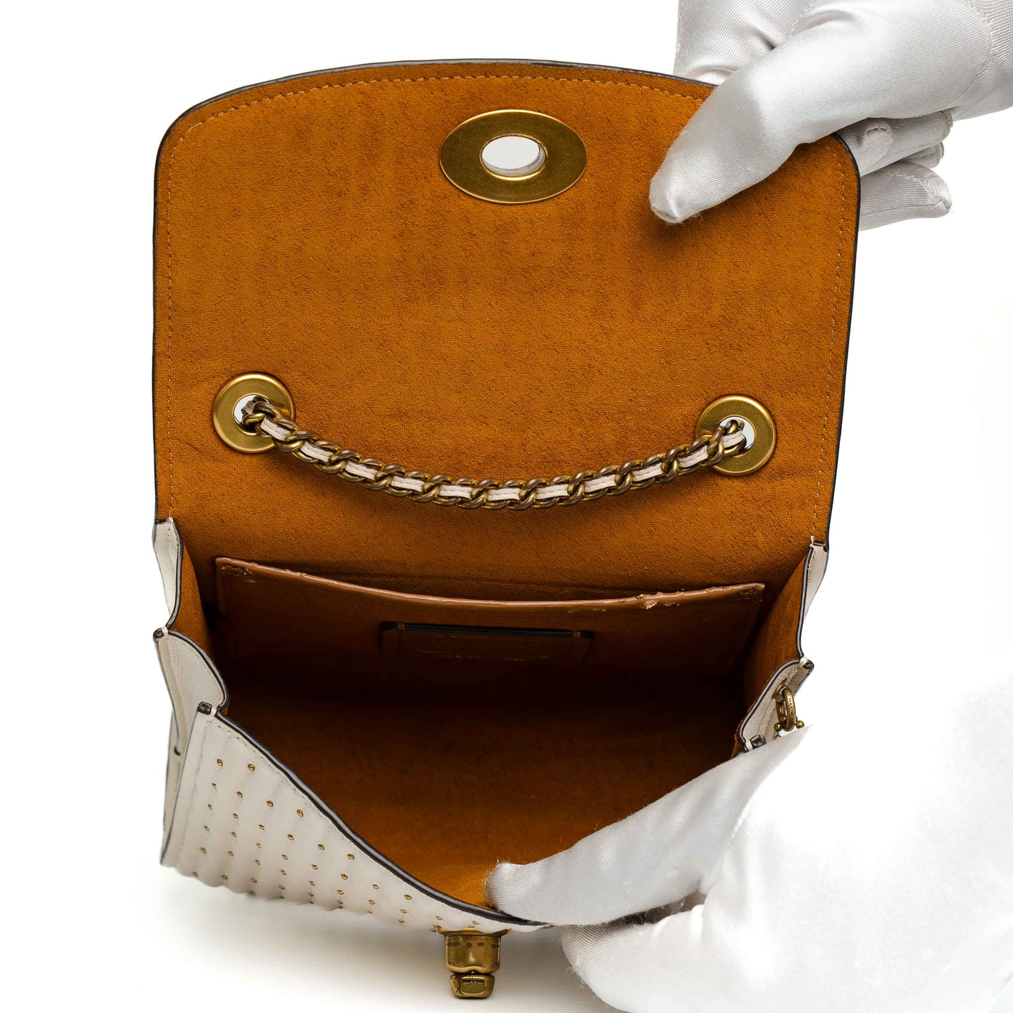 Coach Parker Chalk Quilted Rivet Shoulder Bag