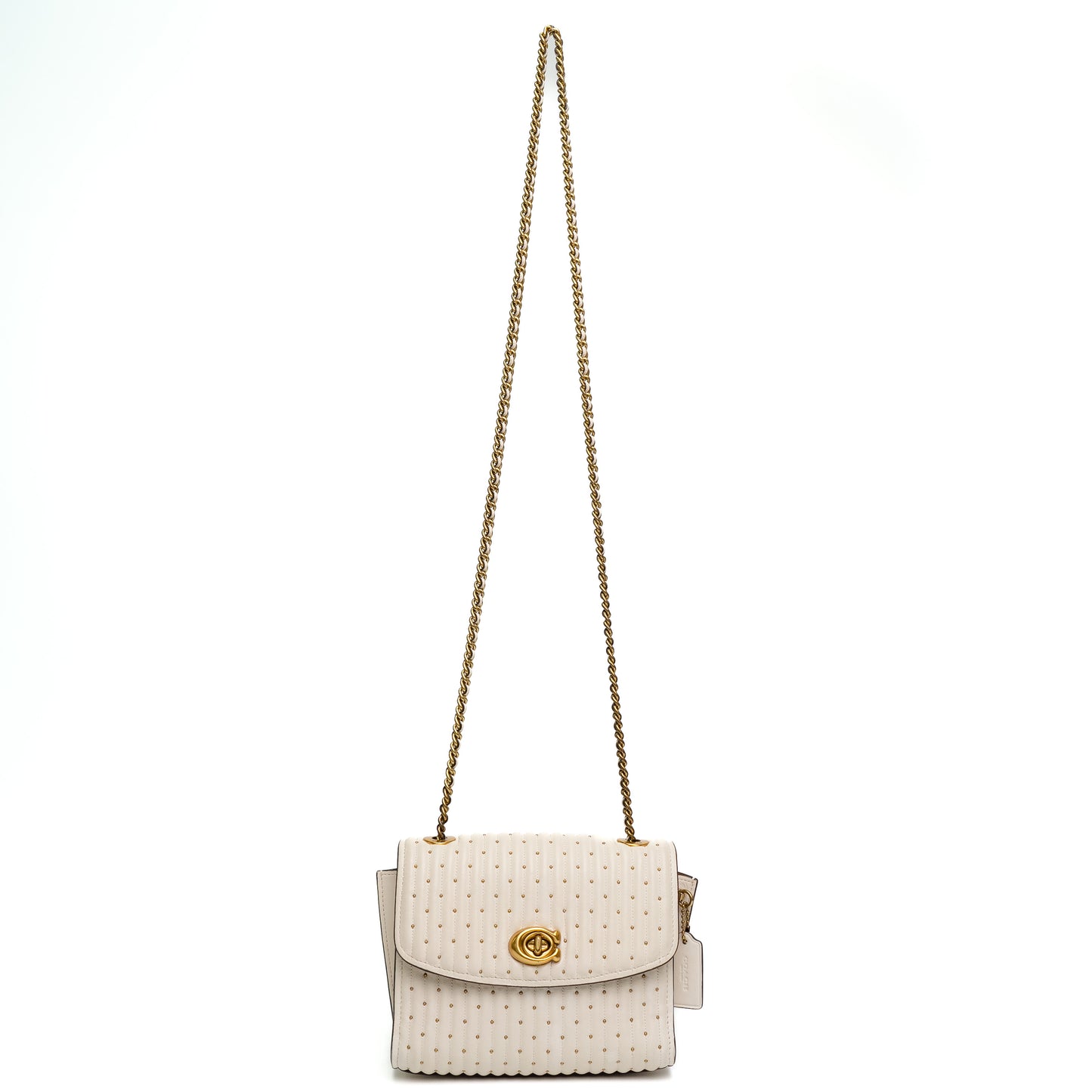 Coach Parker Chalk Quilted Rivet Shoulder Bag