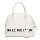 Balenciaga Logo White Smooth Leather Top Handle Bag