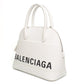 Balenciaga Logo White Smooth Leather Top Handle Bag