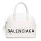 Balenciaga Logo White Smooth Leather Top Handle Bag