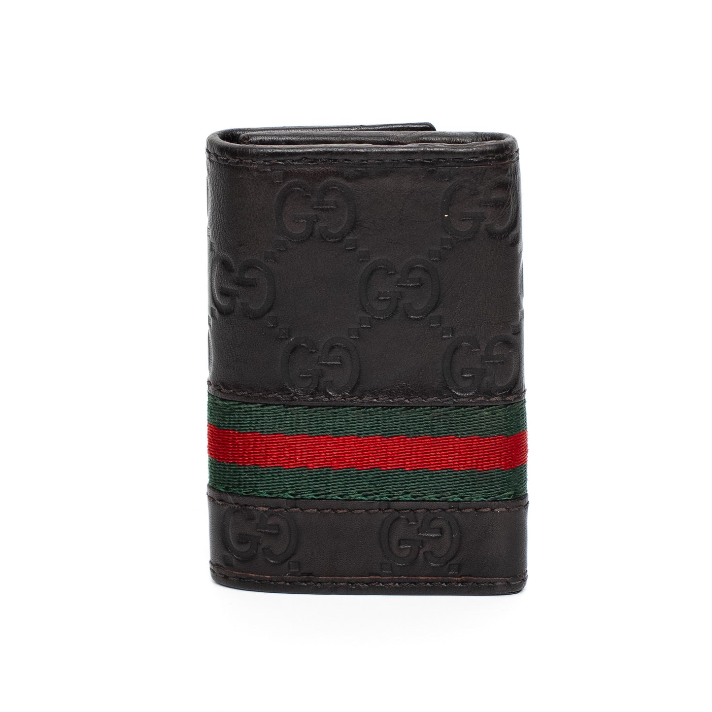 Gucci GG Black Leather Web Key Case Wallet