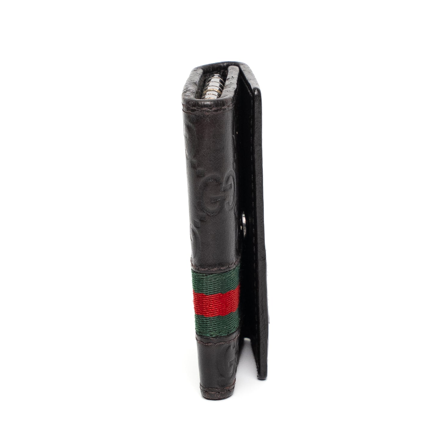 Gucci GG Black Leather Web Key Case Wallet