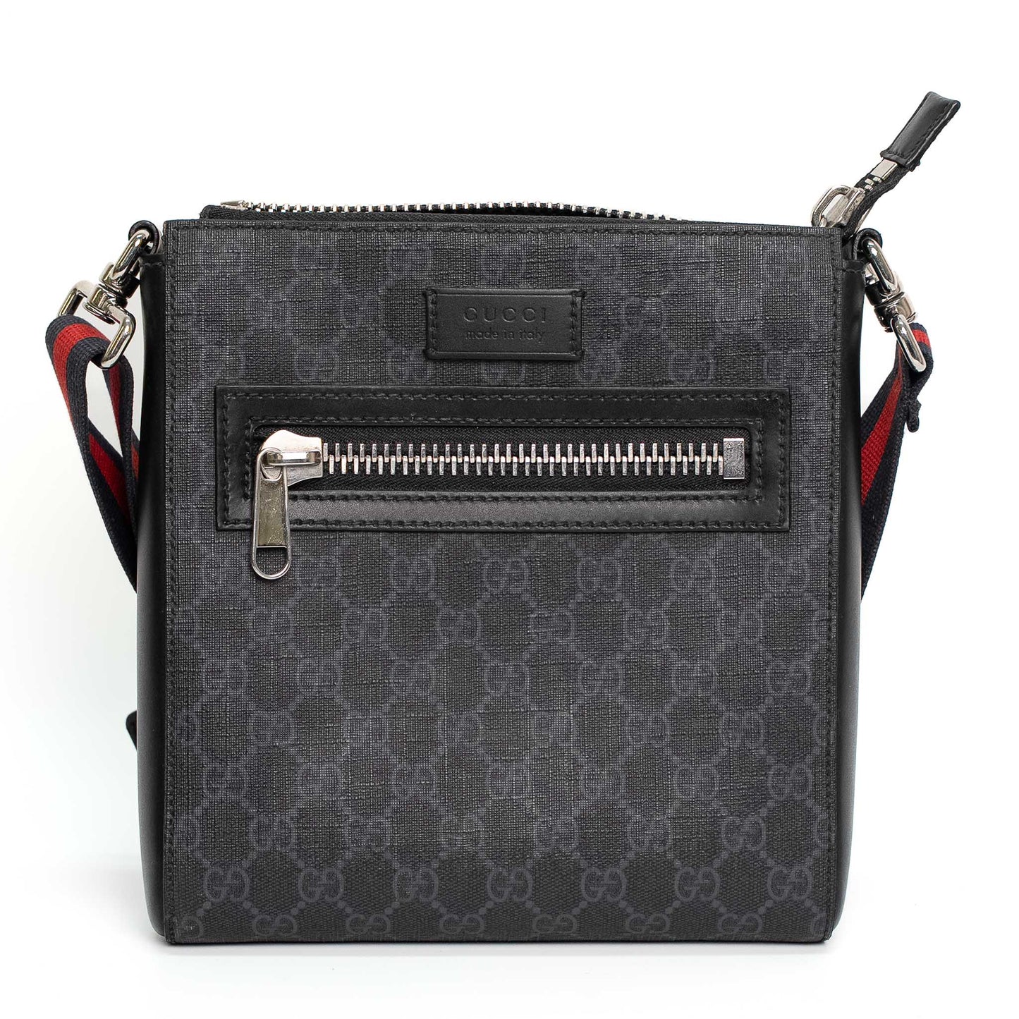 Gucci GG Supreme Black Canvas Messenger Bag