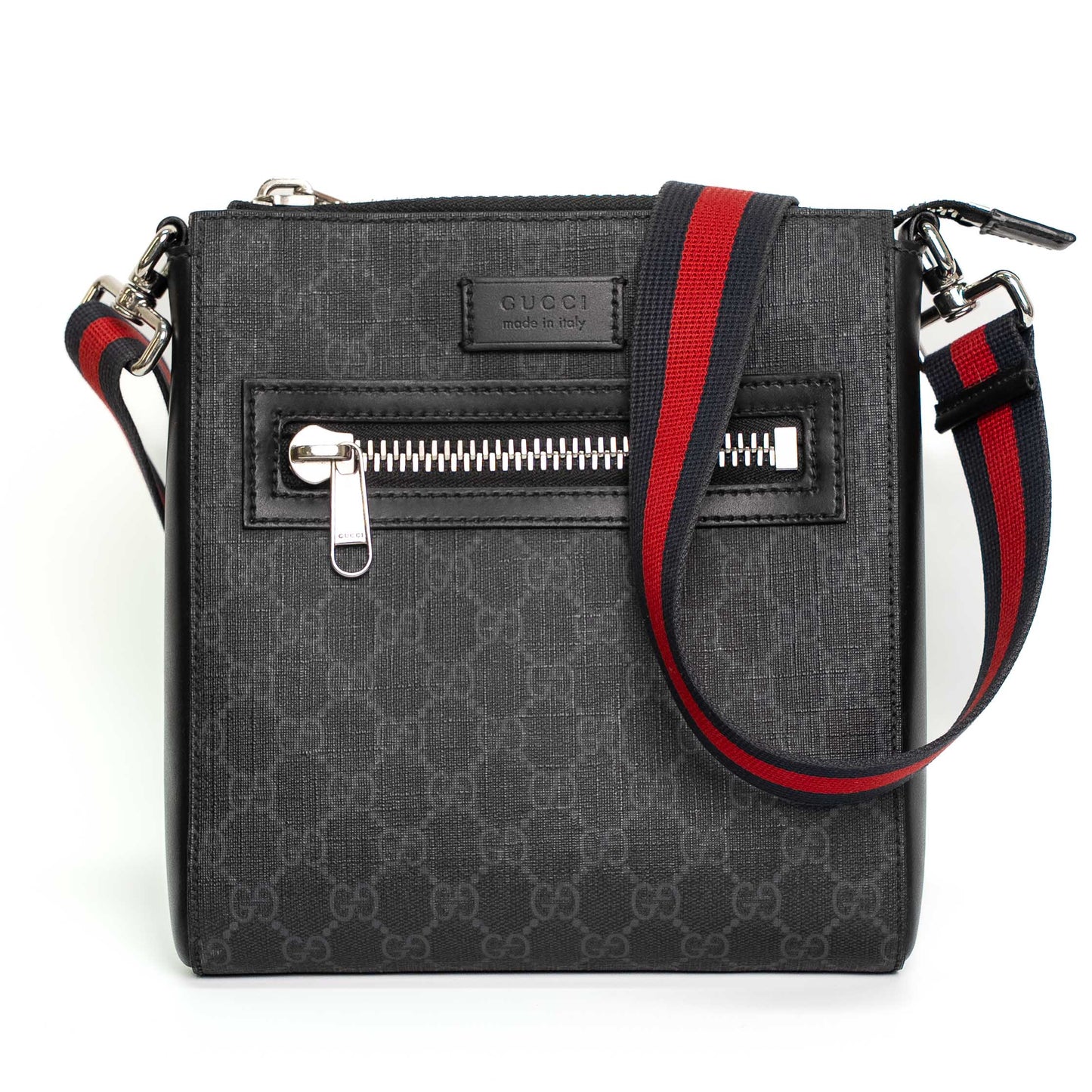 Gucci GG Supreme Black Canvas Messenger Bag