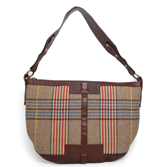 Burberry House Tweed Check Wool Shoulder Bag