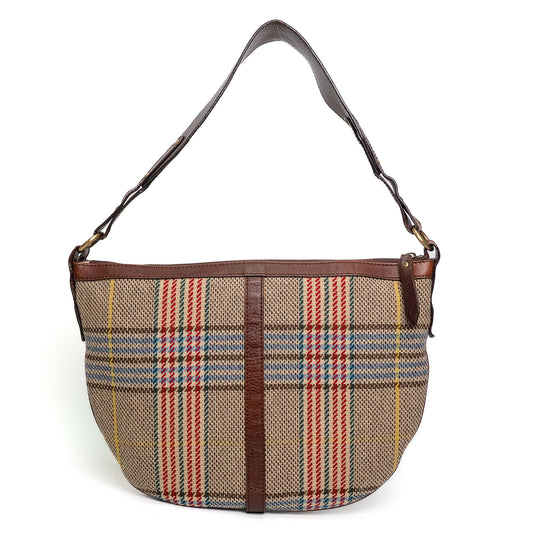 Burberry House Tweed Check Wool Shoulder Bag