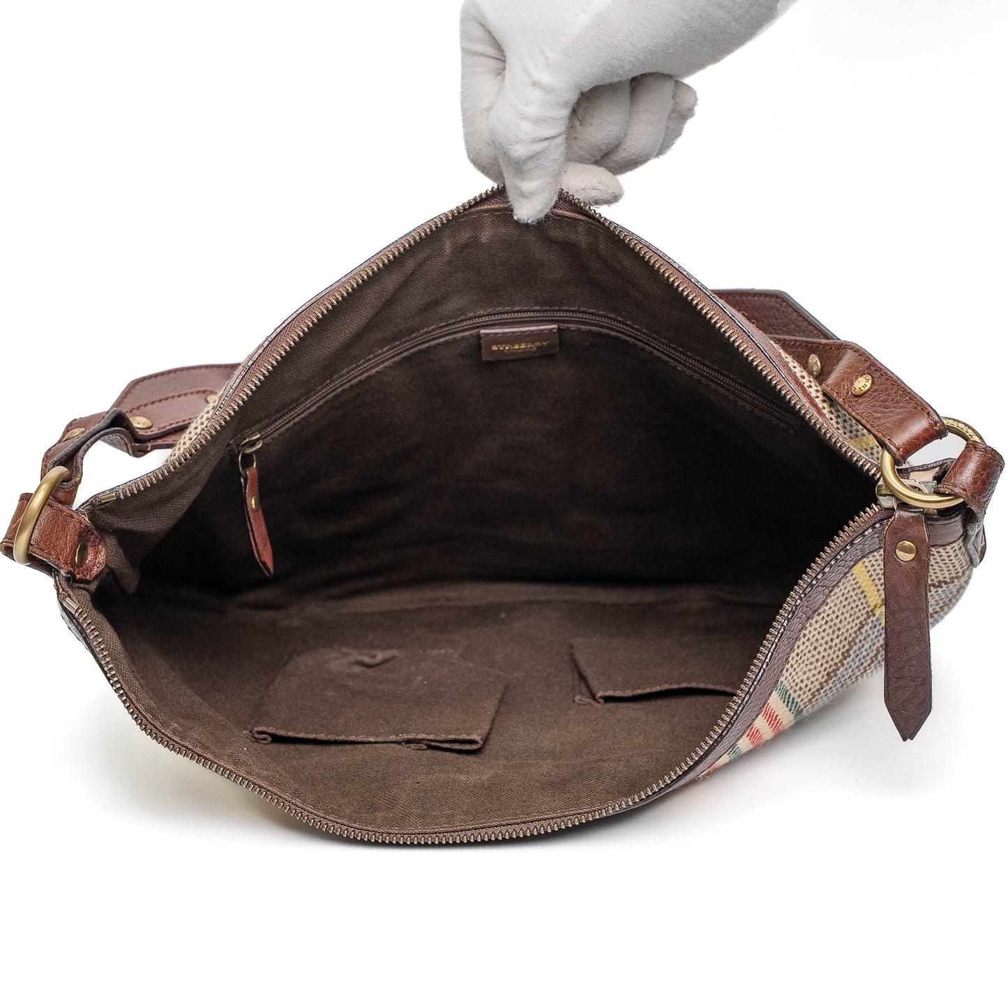 Burberry House Tweed Check Wool Shoulder Bag
