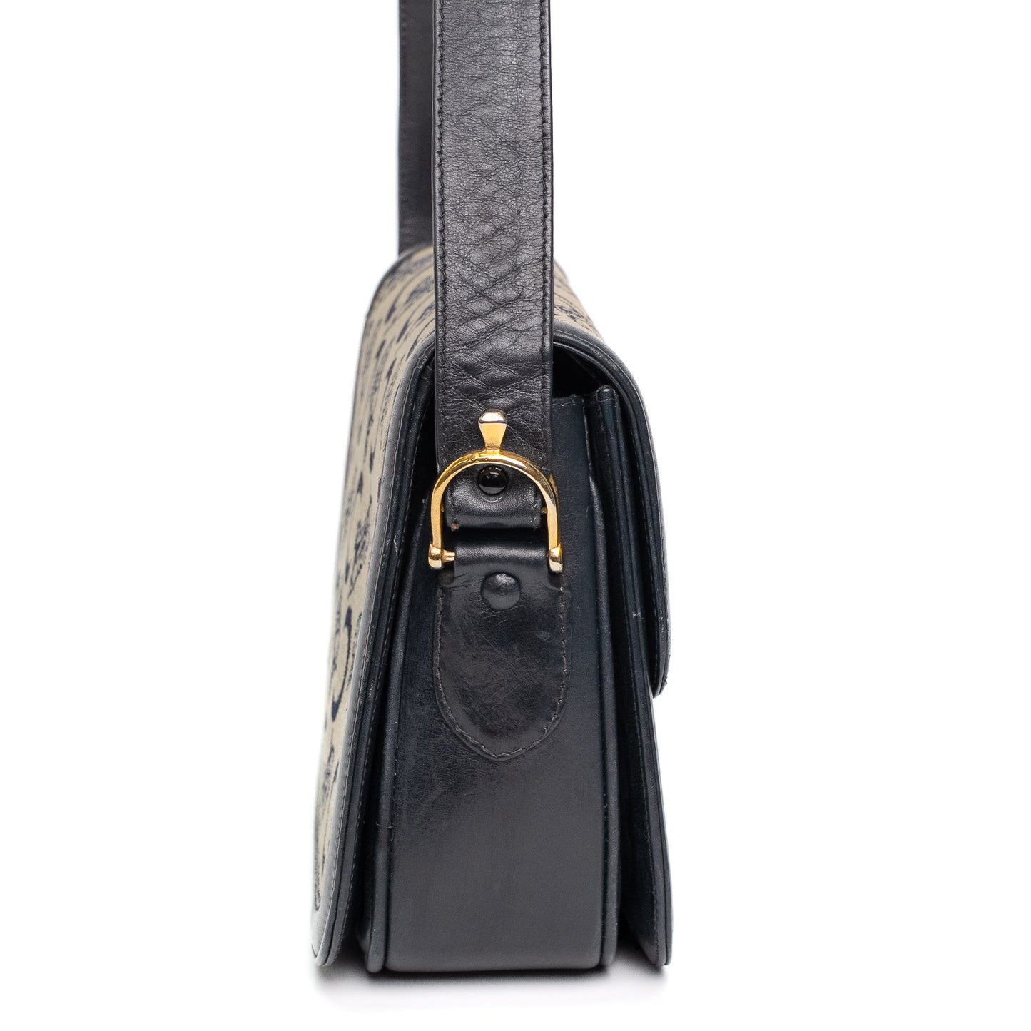 Celine Carriage Navy Canvas Shoulder Bag