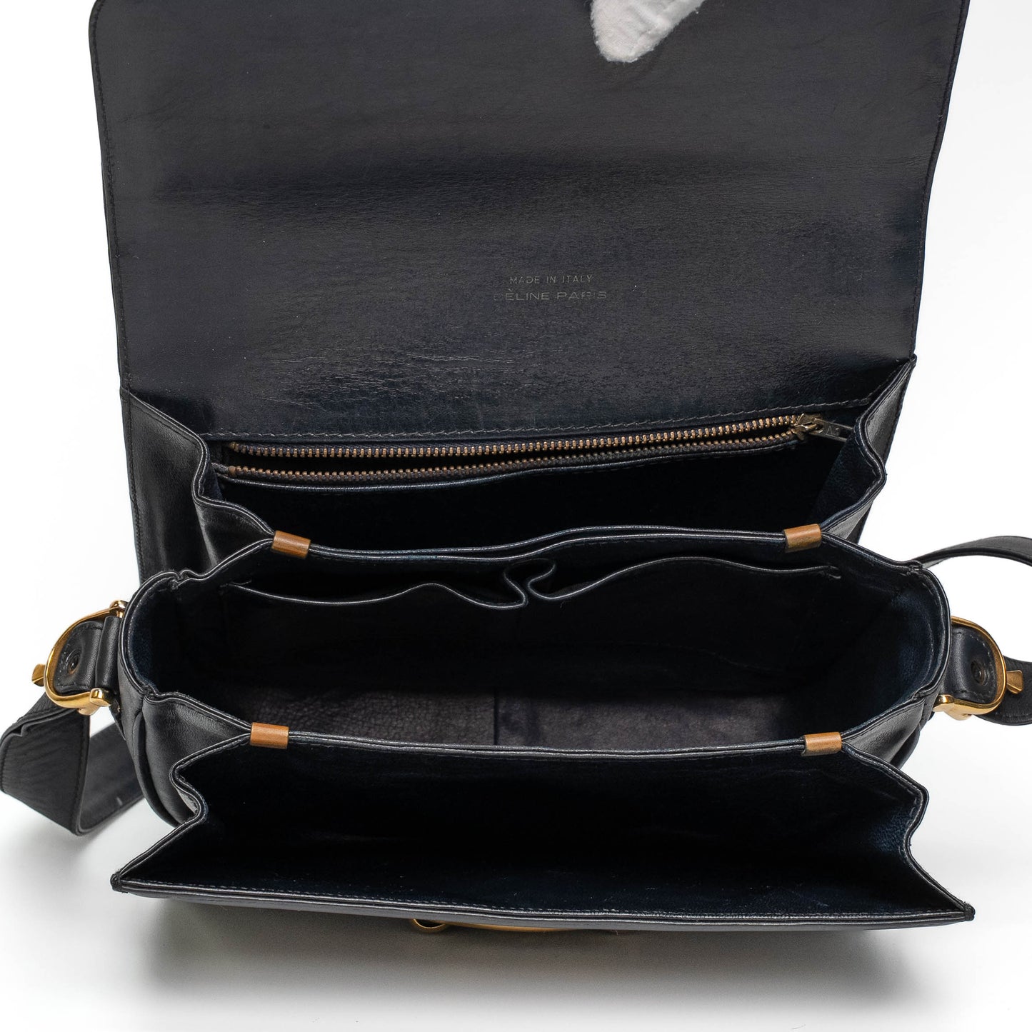 Celine Carriage Navy Canvas Shoulder Bag