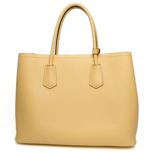 Prada Yellow Saffiano Cuir Double Tote