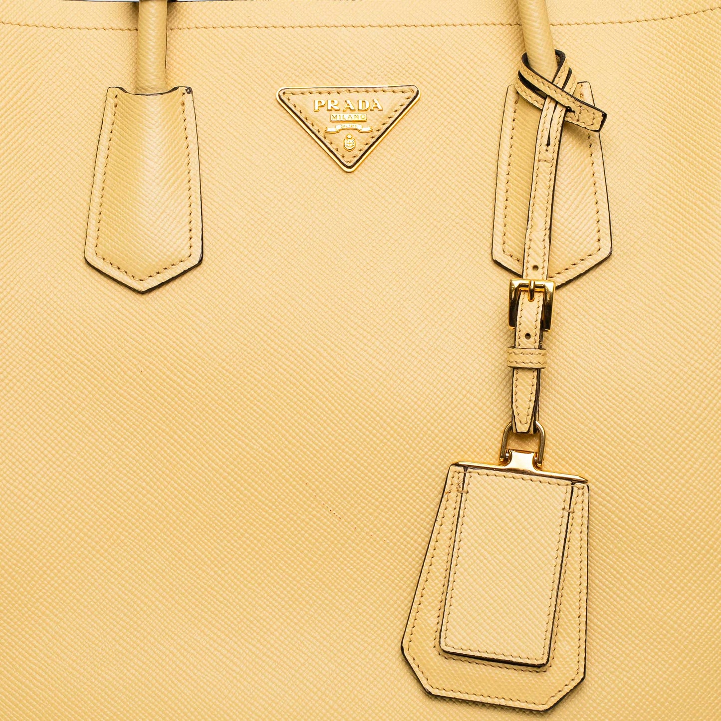 Prada Yellow Saffiano Cuir Double Tote