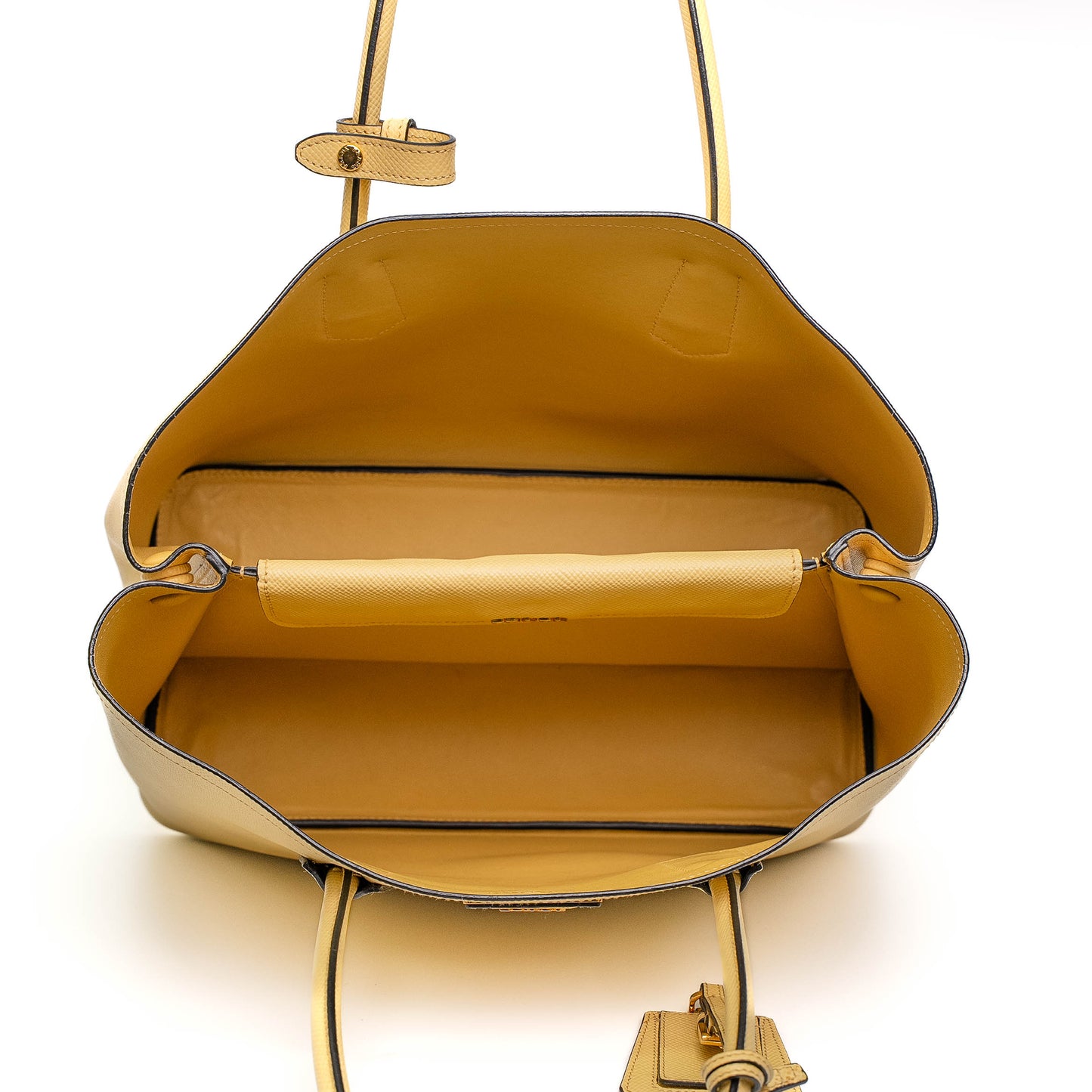 Prada Yellow Saffiano Cuir Double Tote