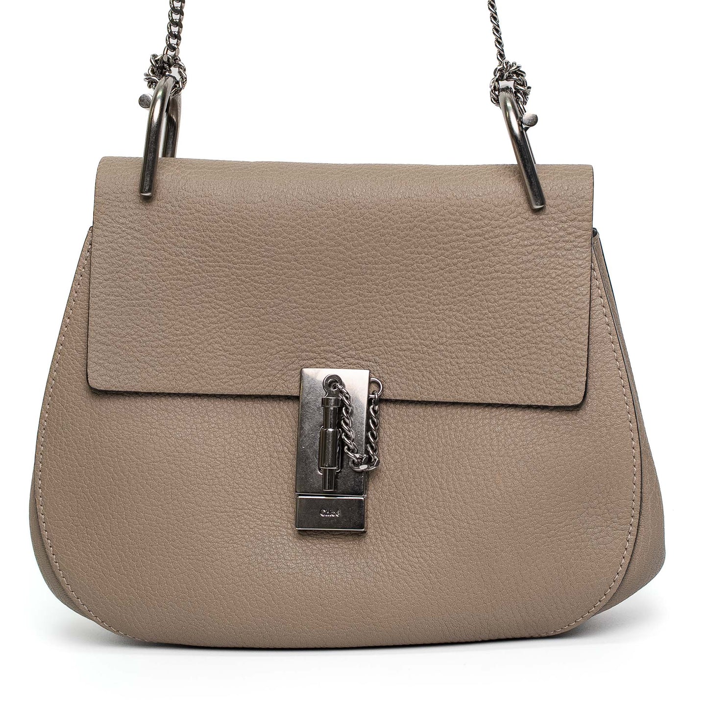 Chloé Taupe Leather Chain Shoulder Bag