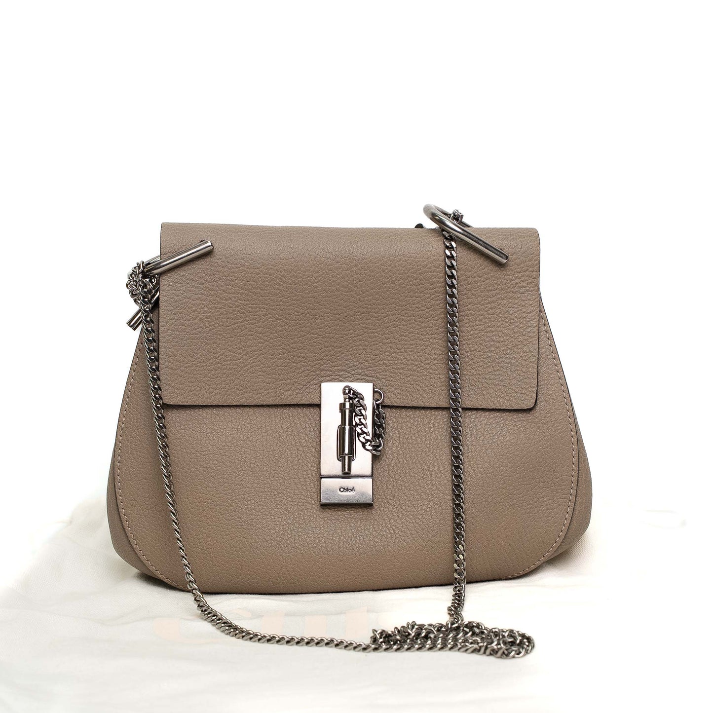Chloé Taupe Leather Chain Shoulder Bag