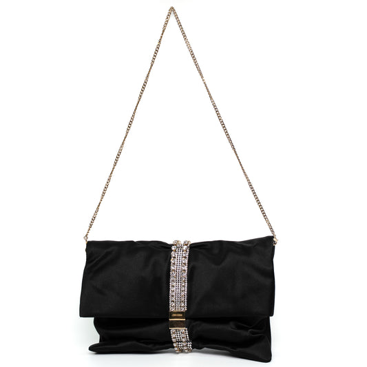 Jimmy Choo Daisy Black Satin Clutch Bag