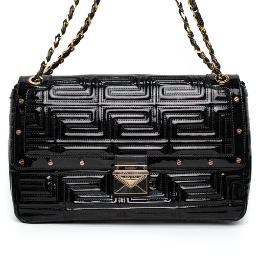 Versace Patent Leather Quilted Chain Shoulder Bag