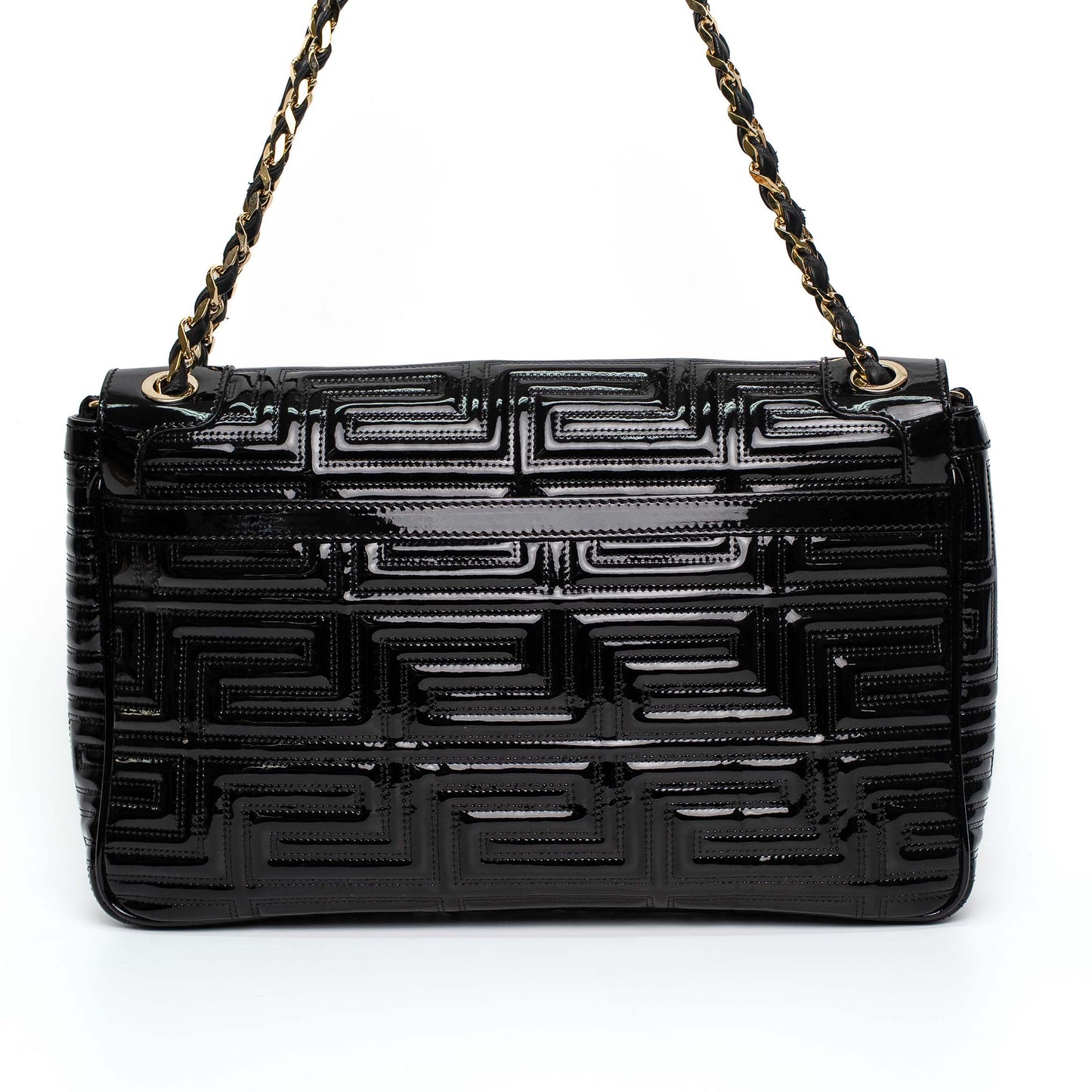 Versace Patent Leather Quilted Chain Shoulder Bag