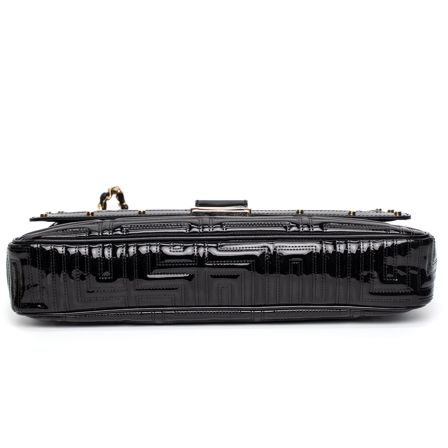 Versace Patent Leather Quilted Chain Shoulder Bag