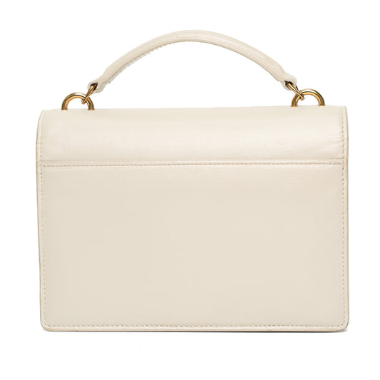 Saint Laurent Cassandra White Leather Chain Flap Bag
