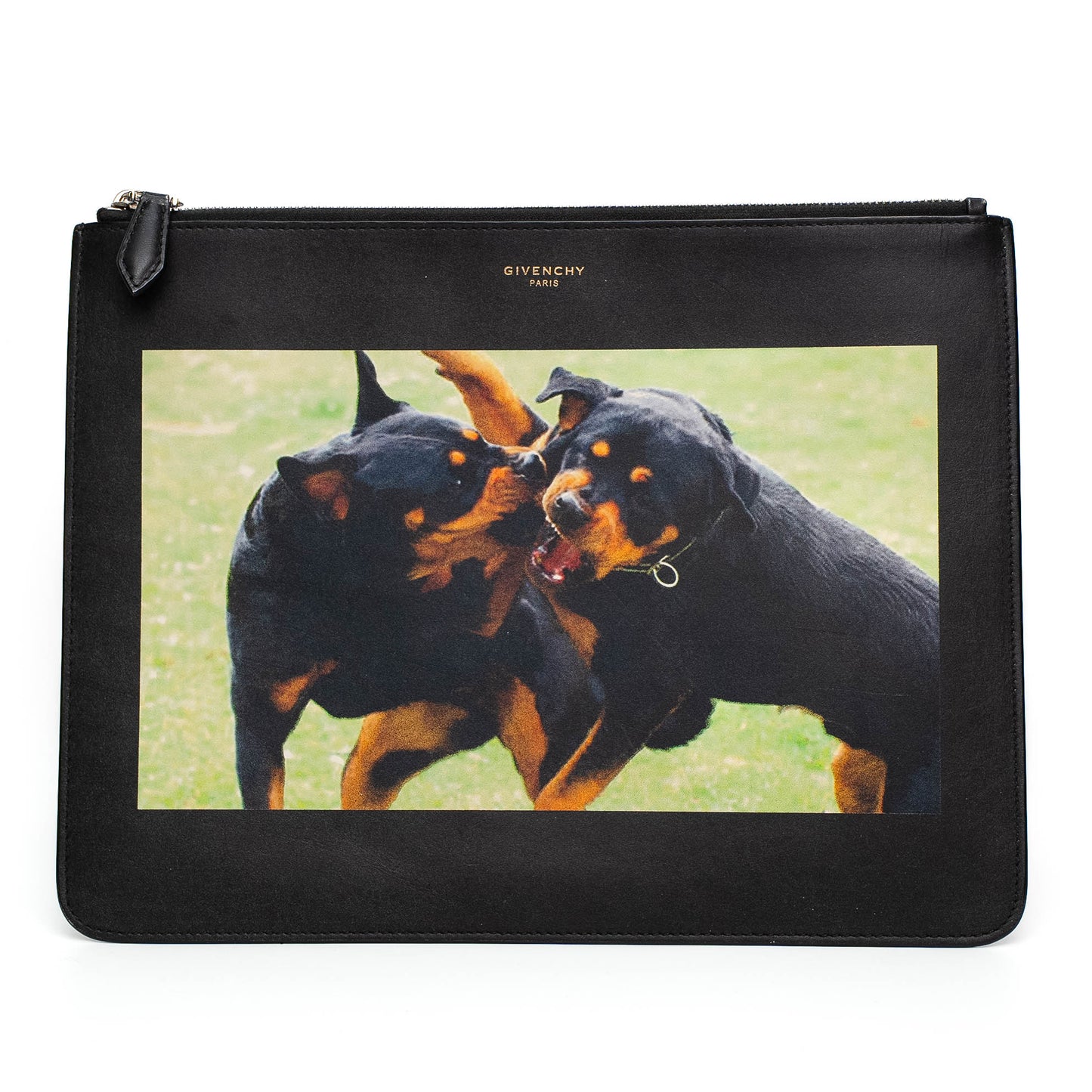 Givenchy Rottweiler Graphic Leather Zip Pouch