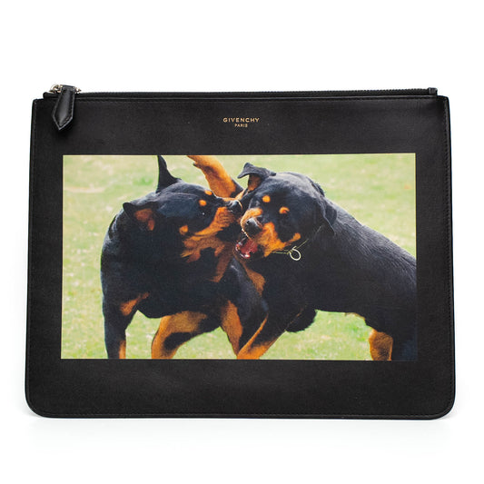 Givenchy Rottweiler Graphic Leather Zip Pouch