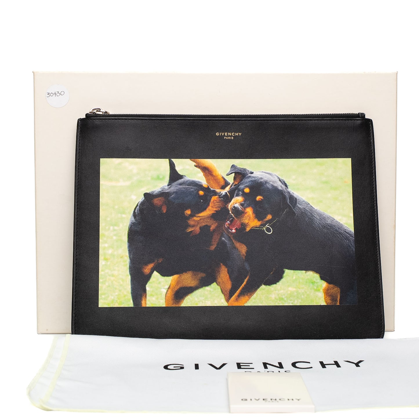 Givenchy Rottweiler Graphic Leather Zip Pouch
