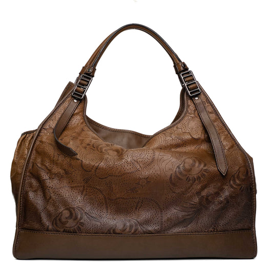 Burberry Nutmeg Degrade Lace Leather Hobo Bag