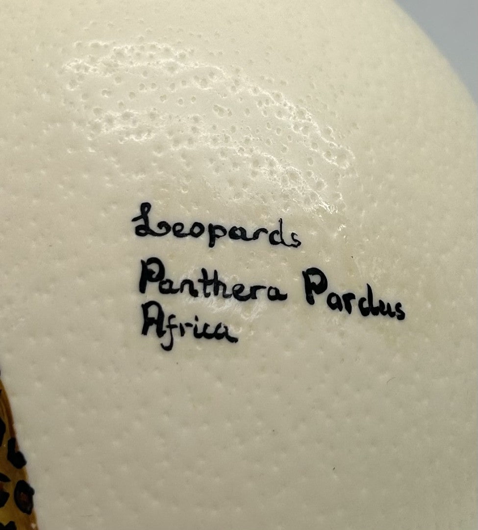Hand Painted 'Leopards Panthera Pardus' Ostrich Egg Shell image 2
