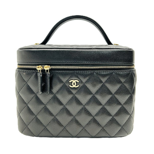 Chanel Quilted Vanity Case in Black Caviar Leather image 0