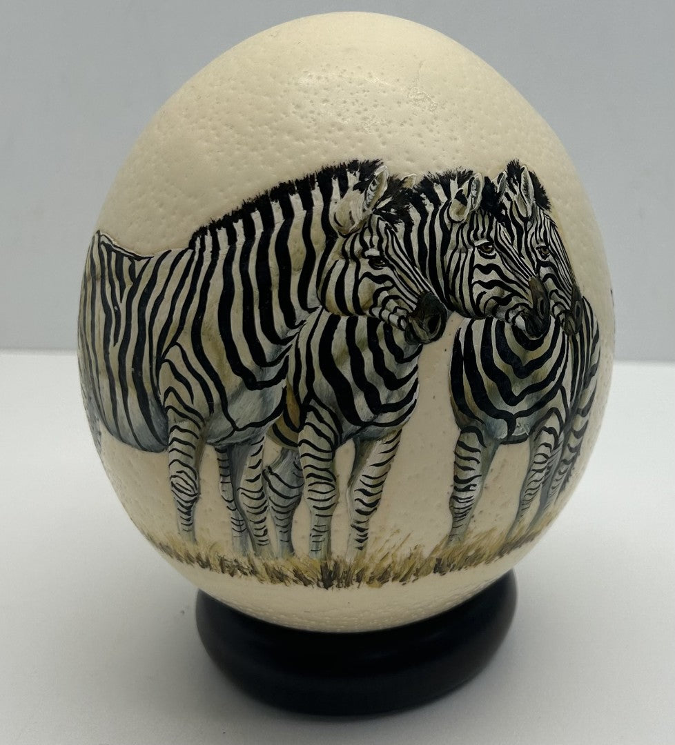 Hand Painted 'Zebras Equus Burchellii' Ostrich Egg Shell image 0