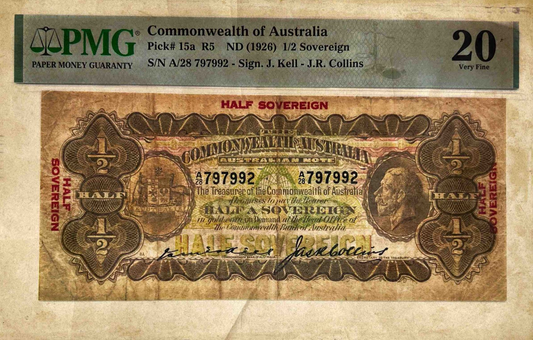 1926 Commonwealth of Australia Half Sovereign Banknote image 0