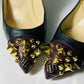 Christian Louboutin Black & Burgundy Studded Heels image 2