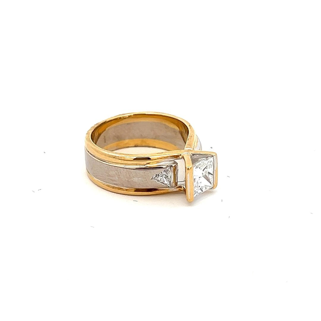18ct Yellow &amp; White Gold 1.20ct Diamond V-Channel Set Two Tone Ring image 2