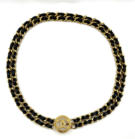 Chanel Vintage Leather & Gold Chain Belt image 0
