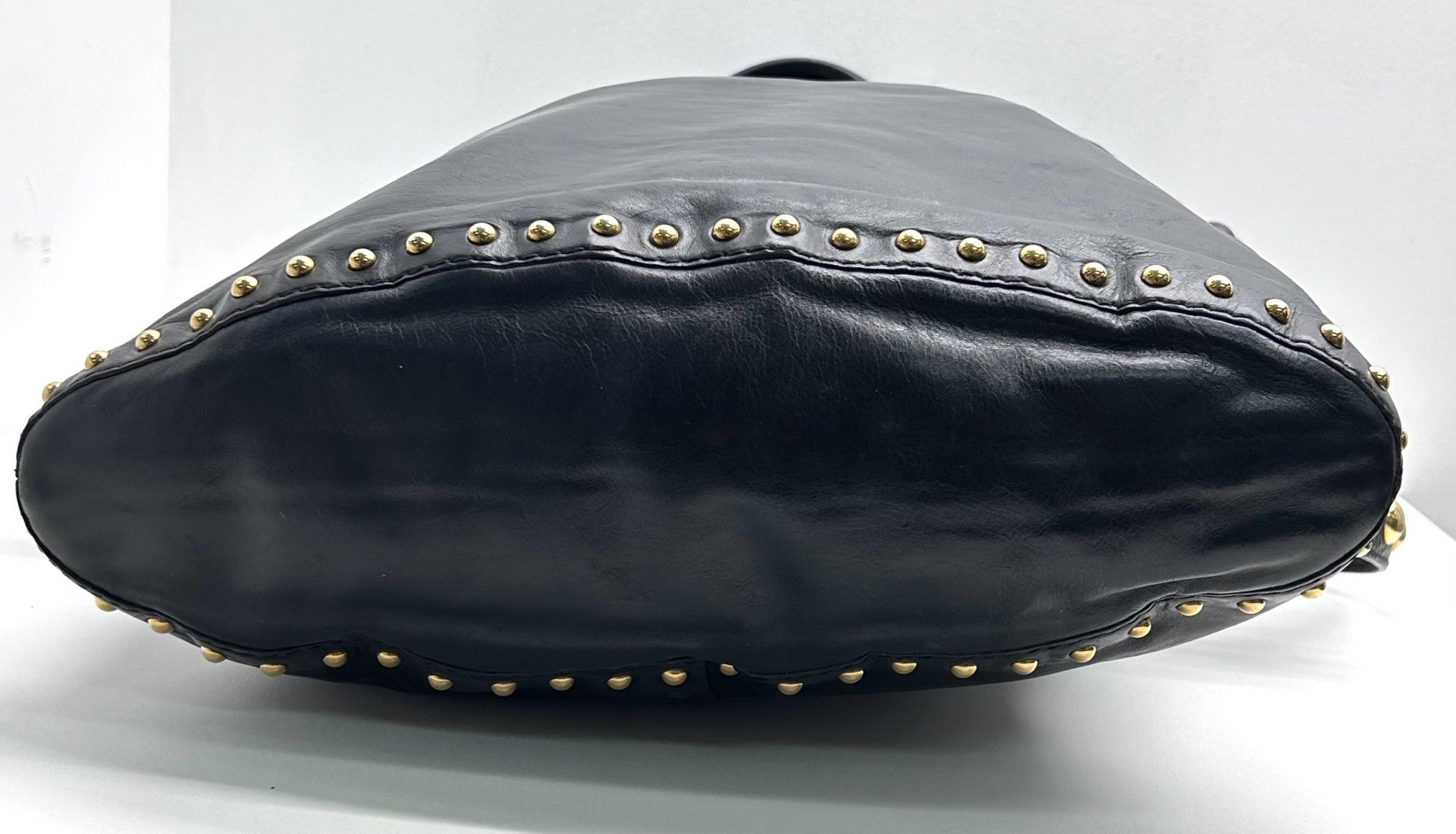 Vintage Gucci Babouska Heart Large Black Studded Leather Tote/Shopper Bag image 4