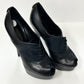 LOUIS VUITTON BLACK/NAVY LEATHER PEEP TOE PLATFORMS image 0