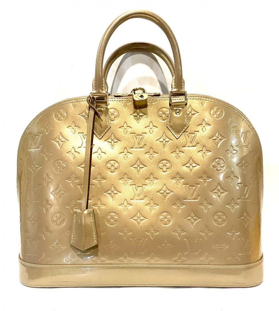 Louis Vuitton Beige Poudre Monogram Vernis Alma GM Handbag image 0