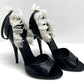 GIVENCHY BLACK LEATHER &amp; FEATHER ANKLE STRAP PUMPS image 0
