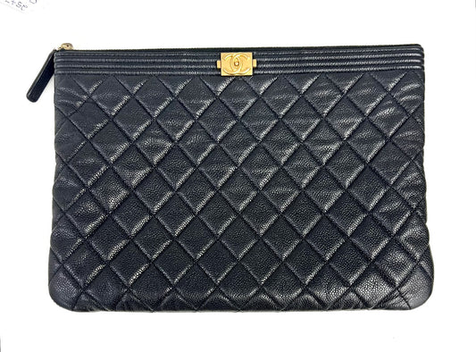 Chanel Quilted Caviar Boy Clutch image 0