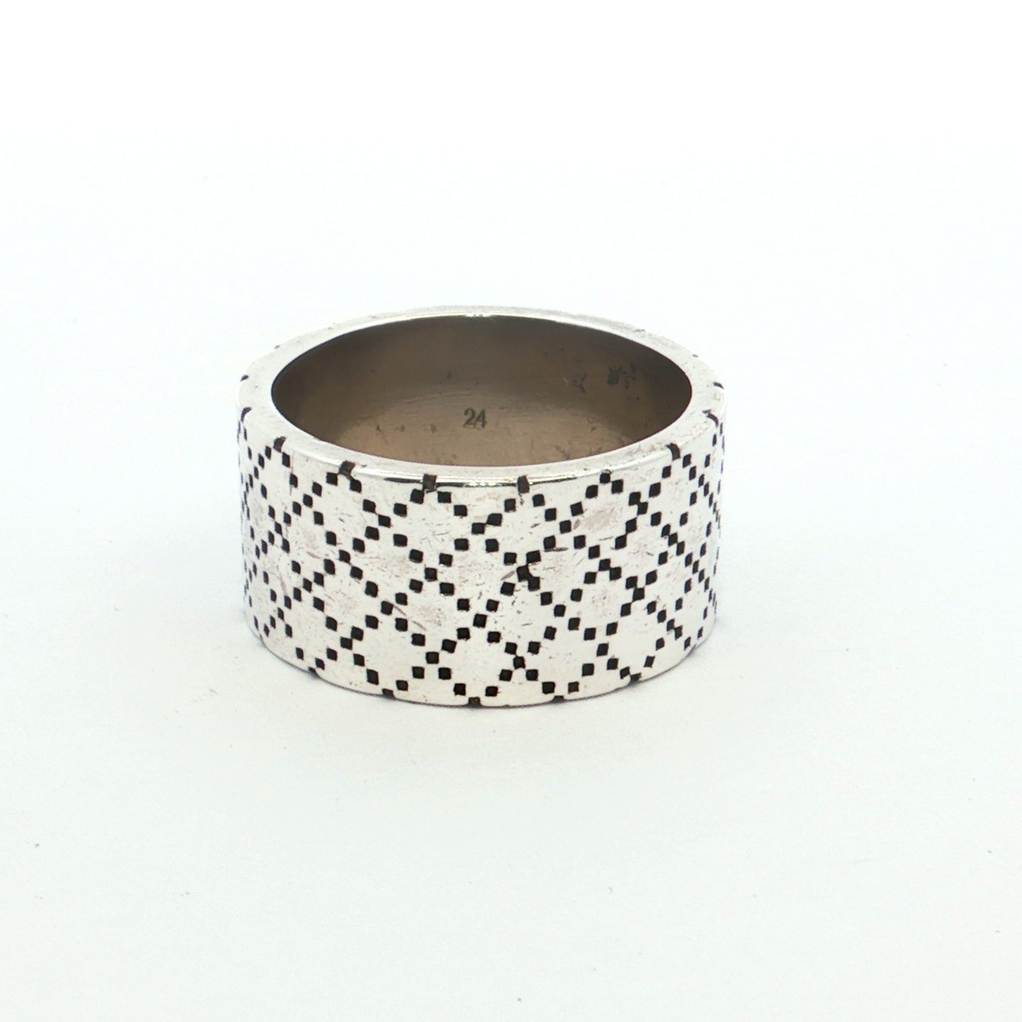 Gucci Silver Web Enamel Band Ring