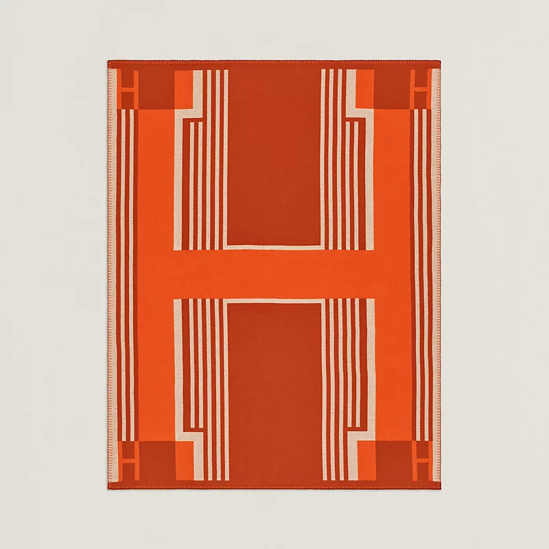 Hermès Avalon Orange Wool Cashmere Blanket