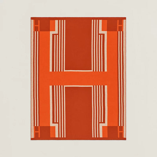 Hermès Avalon Orange Wool Cashmere Blanket