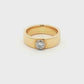 Yellow Gold Wide Band Solitaire Diamond Ring